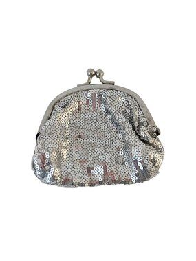 Aldo silver sequin kiss clasp change purse